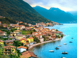 Beautiful village in Europe with historic architecture