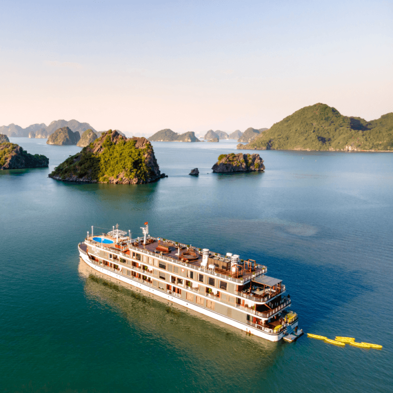 A luxurious cruise ship sailing across the ocean, symbolizing the excitement of booking a cruise early for the best deals and experience.